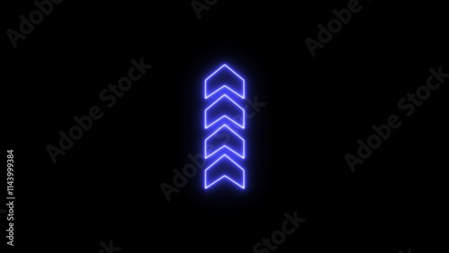Abstract directional swipe arrow or pointer icon. Neon glowing up arrow illustration. arrow up icon arrows direction.