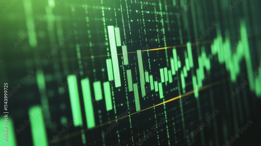 Fototapeta premium Green Bar Graph Representing Economic Growth