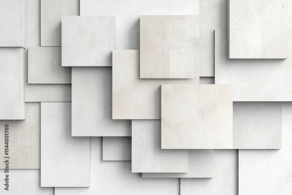 Modern abstract composition of overlapping white geometric shapes in a minimalist design Modern abstract composition of overlapping white geometric shapes in a minimalist design
