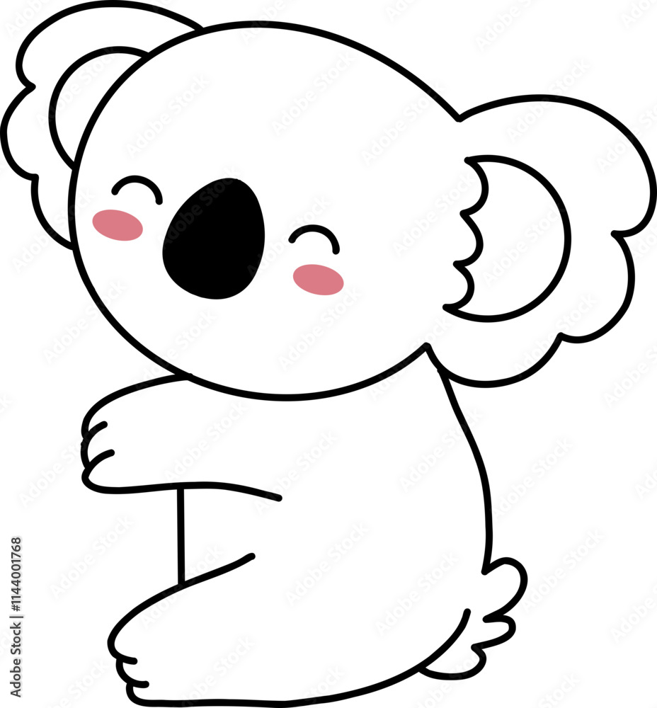 Cute Koala Text Box Frame Crop Hiding Outline Coloring Cute Koala Text Box Frame Crop Hiding Outline Coloring