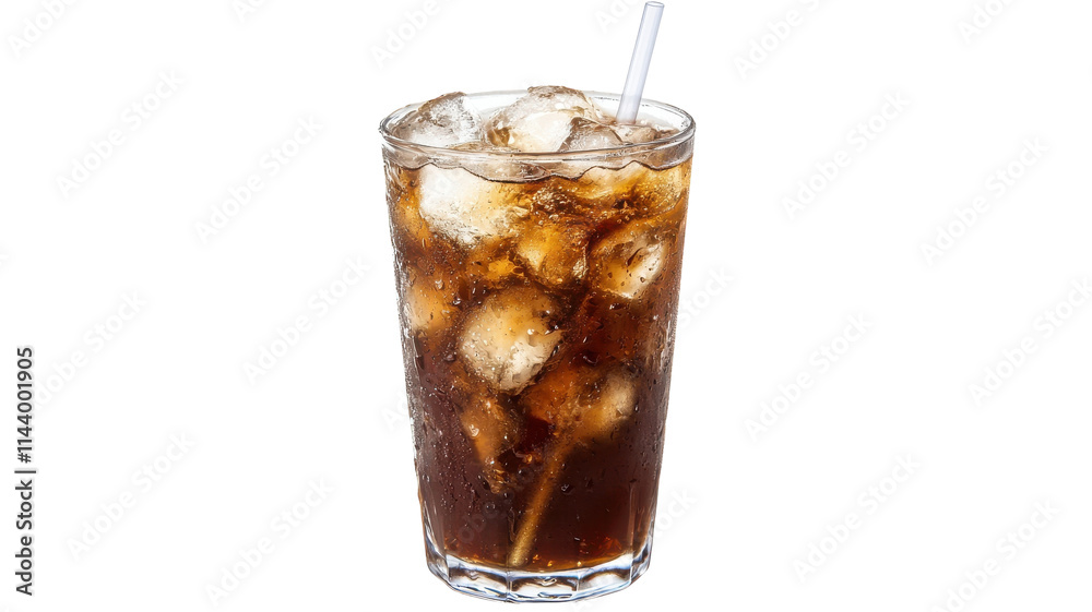 Delicious Glass of Iced Coffee Served with a Straw Perfect for Quenching Thirst on a Hot Day or for Use in Coffee-Related Marketing Campaigns. Delicious Glass of Iced Coffee Served with a Straw Perfect for Quenching Thirst on a Hot Day or for Use in Coffee-Related Marketing Campaigns.
