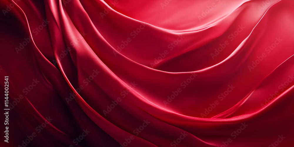 Obraz premium Luxurious Flowing Red Satin Fabric - Abstract Background 