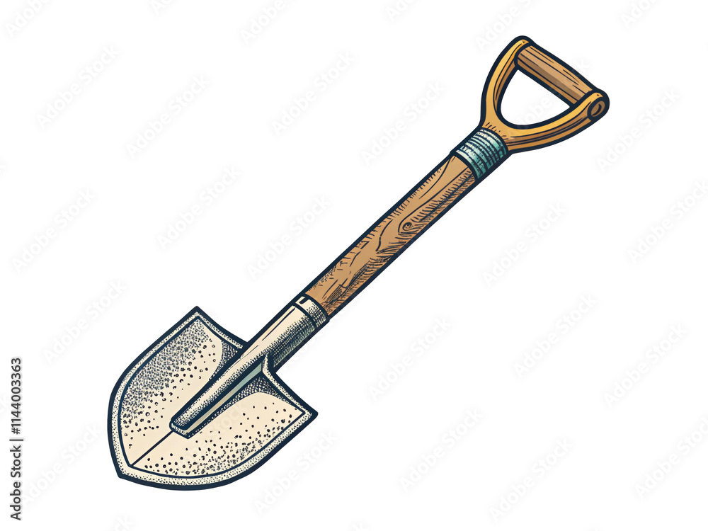 a shovel retro illustration on transparent a shovel retro illustration on transparent