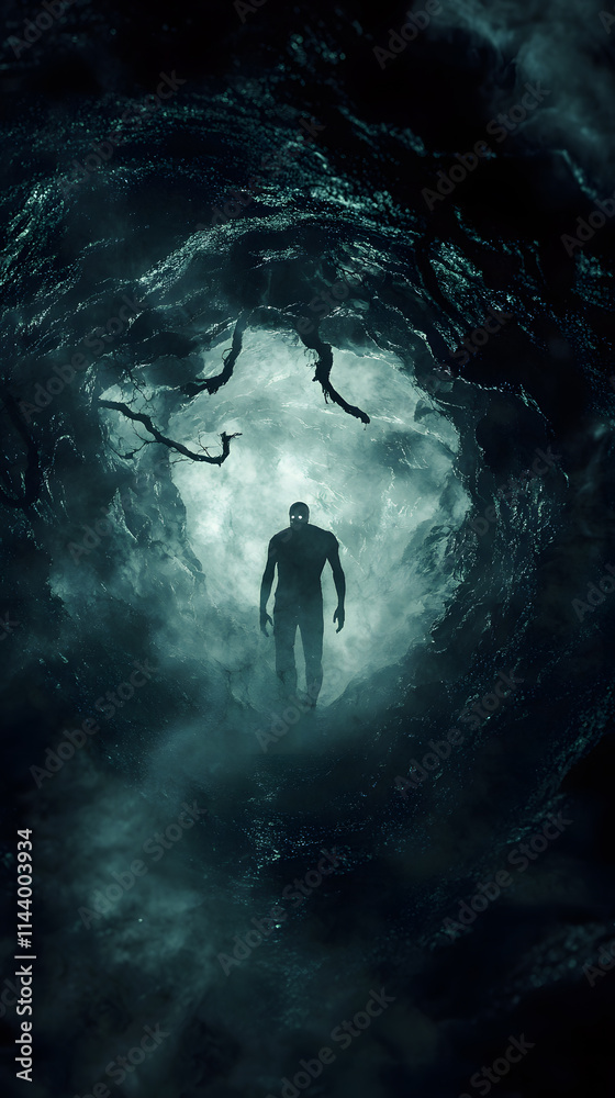 Mysterious Figure in a Dark Cave Mysterious Figure in a Dark Cave