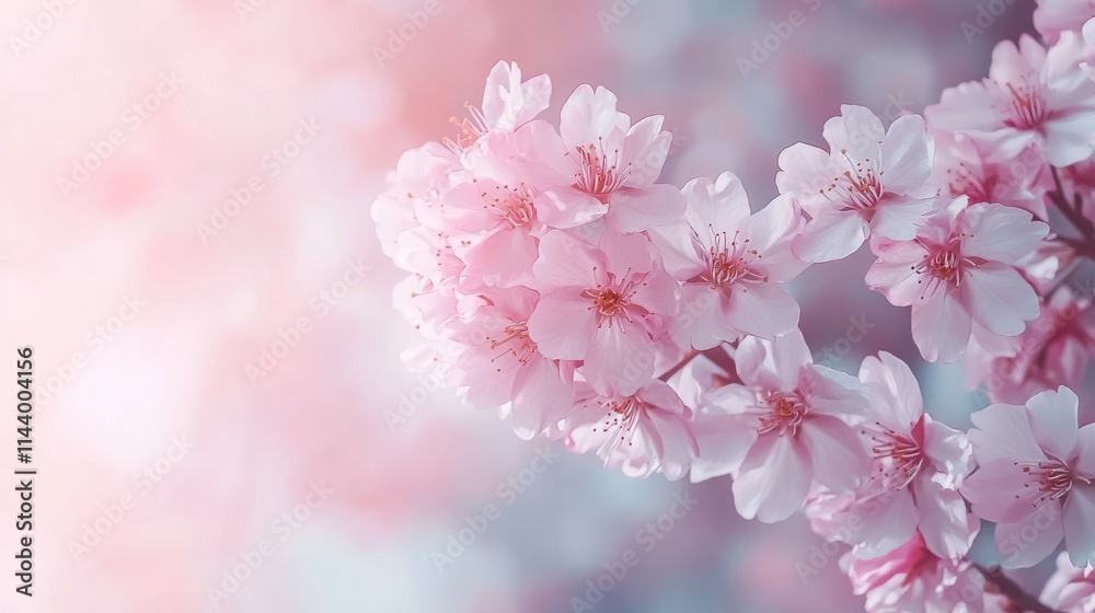 Obraz premium White background with cherry branch