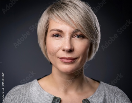 short hair mature woman portrait