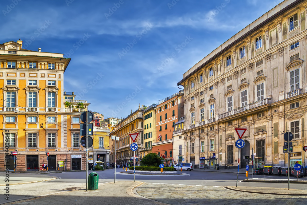 Naklejka premium Piazza della Nunziata, Genoa, Italy