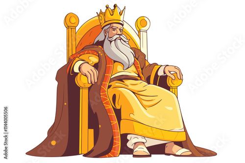 Man in a yellow robe sitting on a throne