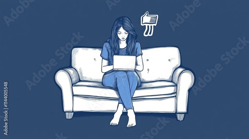 FB girl on sofa w/ notebook photo