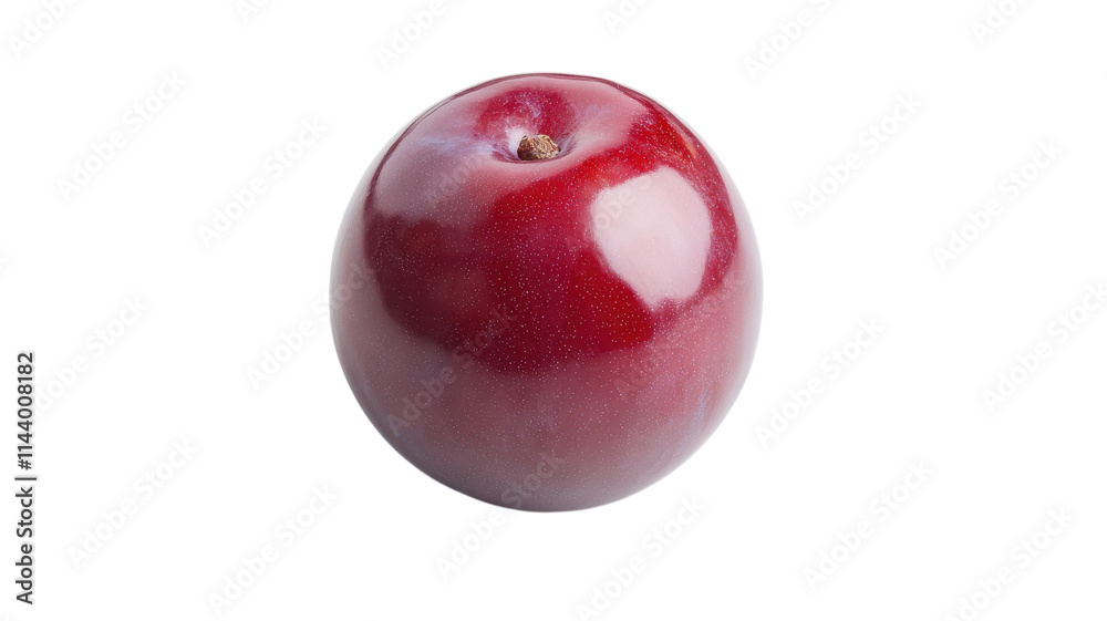 Sleek and Shiny Plum on a Pristine White Background, Perfect for Fresh Fruit Promotions and Culinary Illustrations. Sleek and Shiny Plum on a Pristine White Background, Perfect for Fresh Fruit Promotions and Culinary Illustrations.