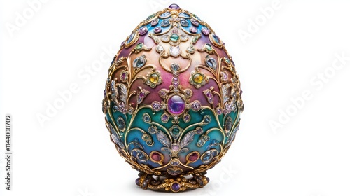 Wallpaper Mural Ornate decorative egg with blue and gold embellishments on white background Torontodigital.ca