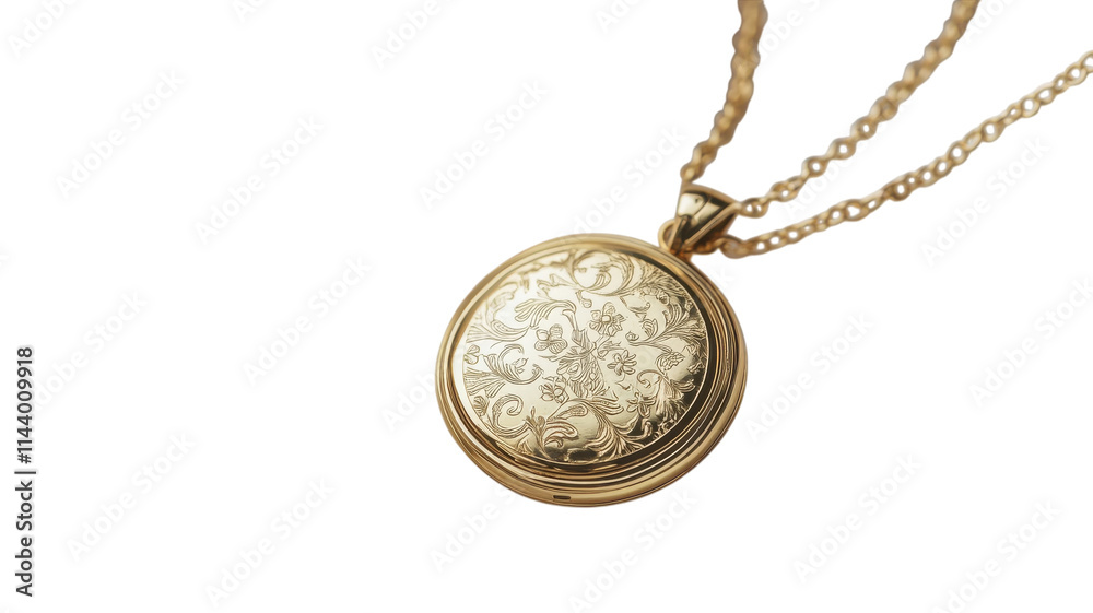 Elegant Gold Locket on a Delicate Chain Perfect for Emphasizing Timeless Beauty in Jewelry Photography and Fashion Exhibitions. Elegant Gold Locket on a Delicate Chain Perfect for Emphasizing Timeless Beauty in Jewelry Photography and Fashion Exhibitions.