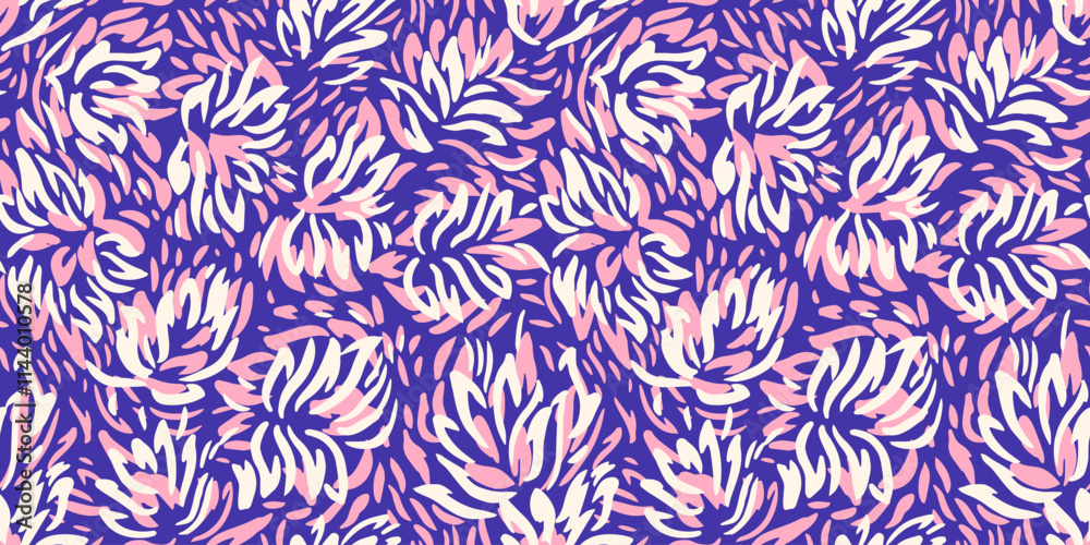 Vibrant seamless pattern featuring dynamic abstract floral shapes in bold pink, blue tones. Perfect for print design textiles, wrapping paper, wallpapers, and contemporary decorative projects Vibrant seamless pattern featuring dynamic abstract floral shapes in bold pink, blue tones. Perfect for print design textiles, wrapping paper, wallpapers, and contemporary decorative projects