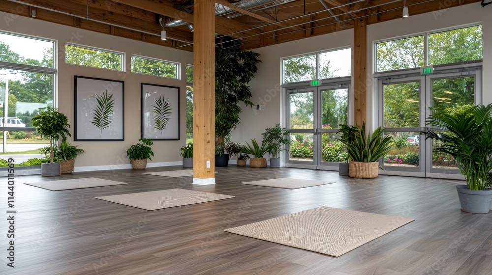 Tranquil Yoga Space with Natural Light Tranquil Yoga Space with Natural Light