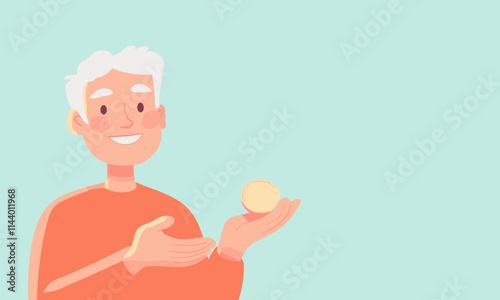 Man is holding an egg in his hand