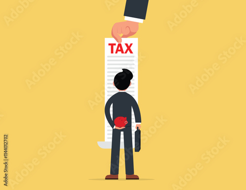 Retroactive Taxation. Businessman charged with back taxes, Debt Collection Concept.