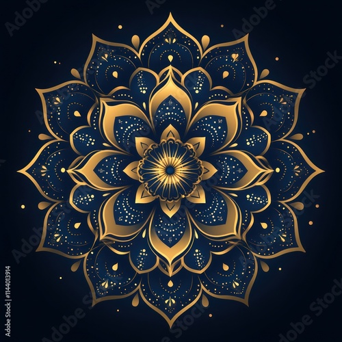 Luxurious gold and blue mandala design. photo