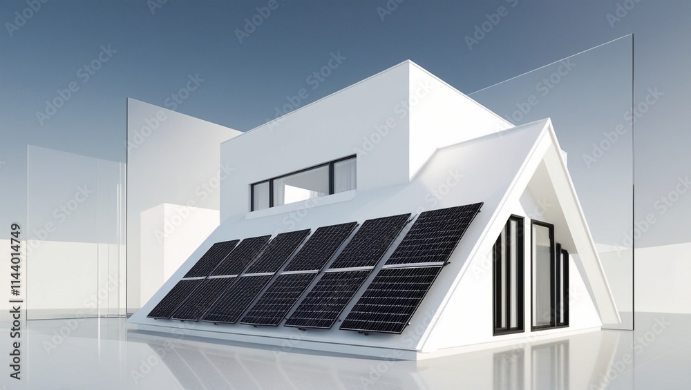 Modern house with solar panels on the roof Clean energy concept Modern house with solar panels on the roof Clean energy concept