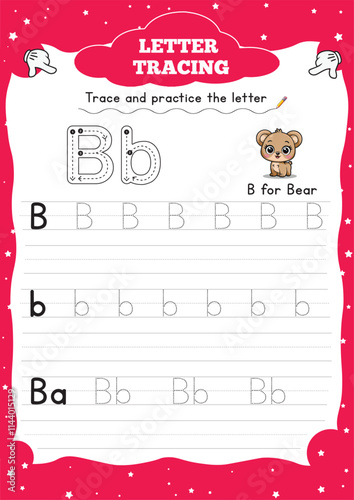 Bb letter tracing worksheets for kids 