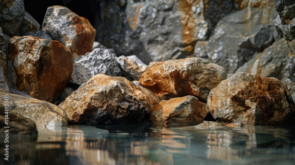 Big rocks piled up and waterlogged, very beautiful. Mountain Big rocks piled up and waterlogged, very beautiful. Mountain