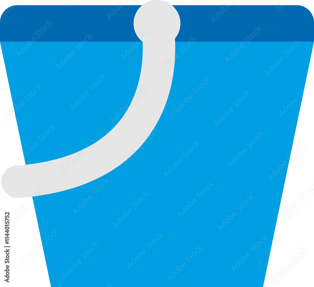 Stylized blue bucket with a white handle, depicted in a minimalistic manner with a solid blue color and a darker blue rim at the top.
Stylized blue bucket with a white handle, depicted in a minimalistic manner with a solid blue color and a darker blue rim at the top.