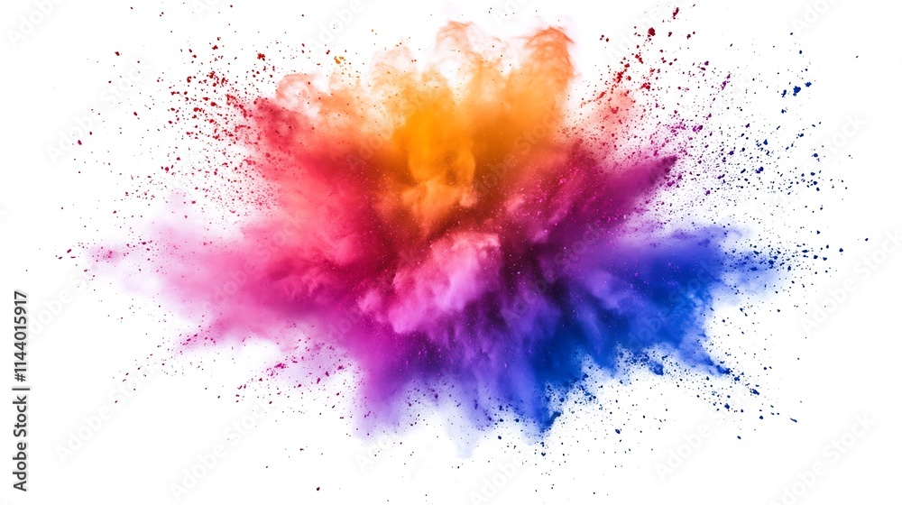A colorful powder explosion on a white background. AI Generated A colorful powder explosion on a white background. AI Generated
