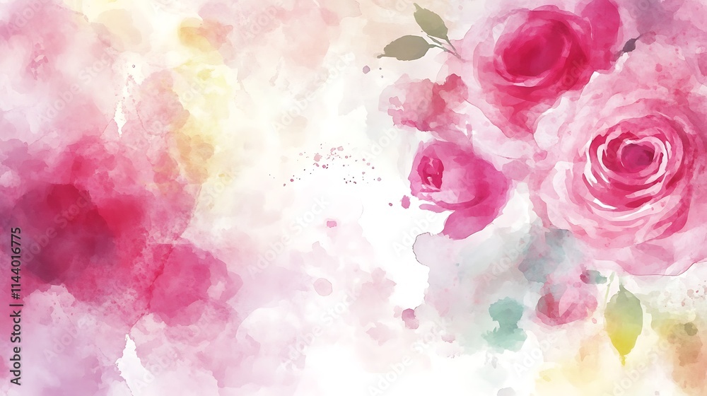 Pink roses blossom softly in an abstract watercolor digital painting.. AI Generated Pink roses blossom softly in an abstract watercolor digital painting.. AI Generated