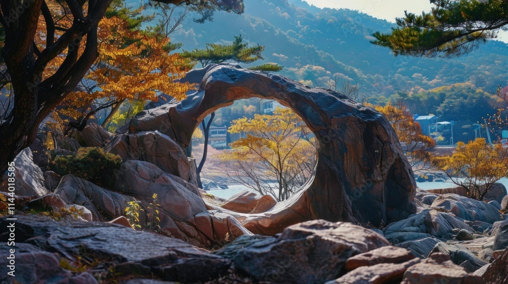 Fototapeta premium Big rocks piled up and waterlogged, very beautiful. Mountain