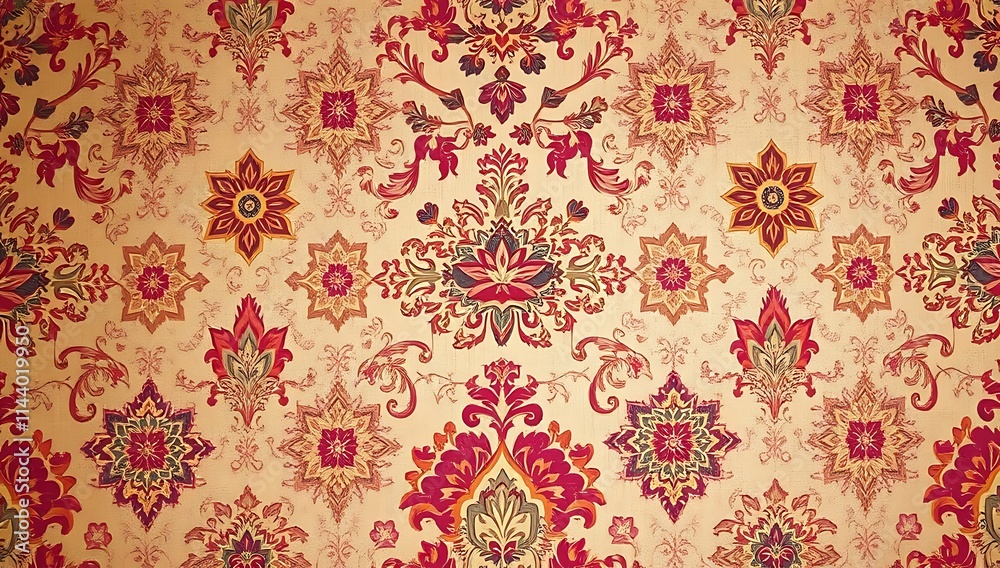 Intricate Floral Damask Textile Design Pattern Intricate Floral Damask Textile Design Pattern
