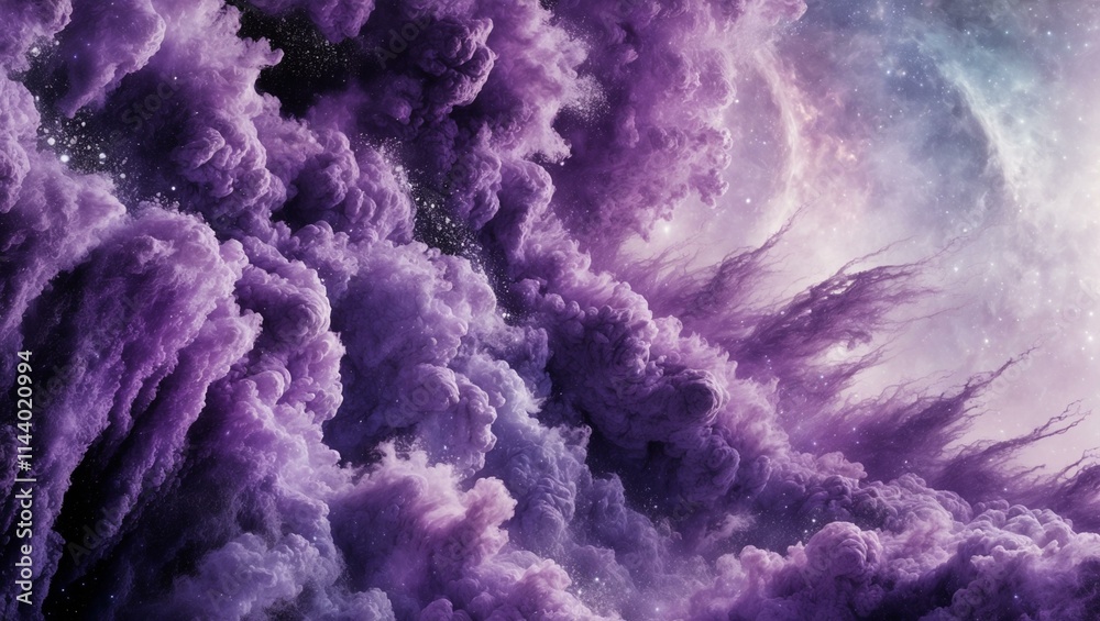Fototapeta premium A mesmerizing display of purple cosmic clouds swirling in space.