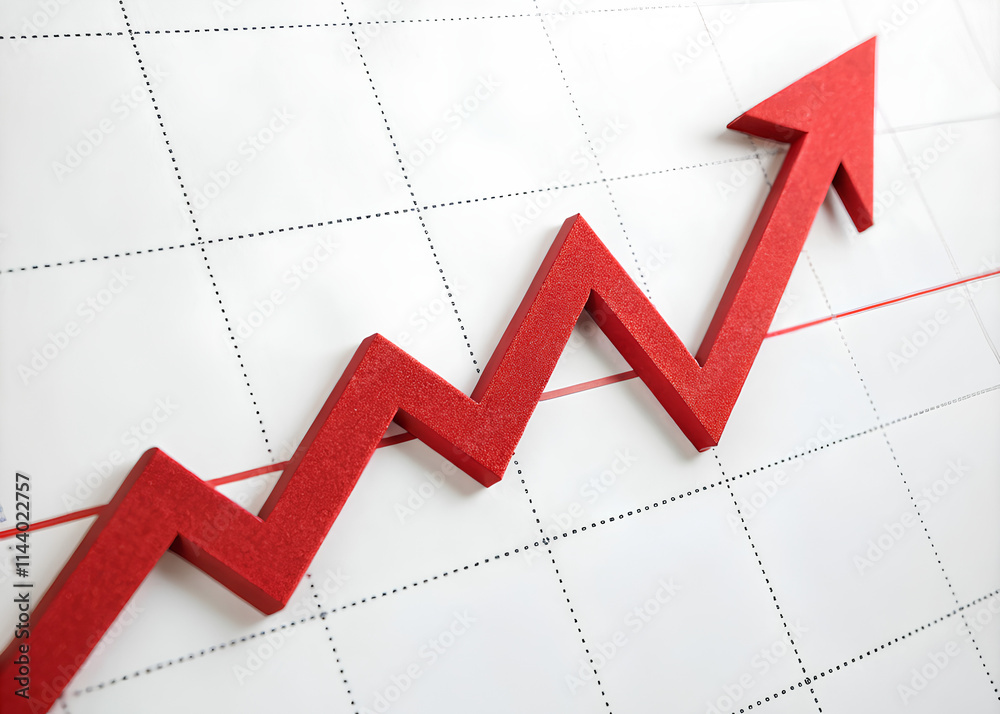 Growing bar graph with red arrow increase Growing bar graph with red arrow increase