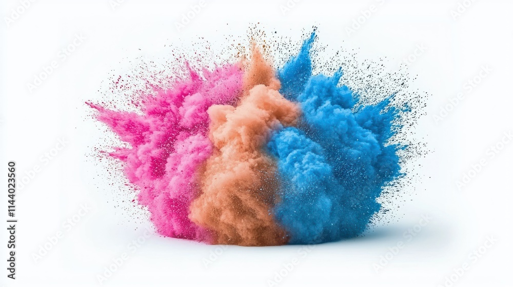 Obraz premium Colorful explosion of powder in pink and blue hues.