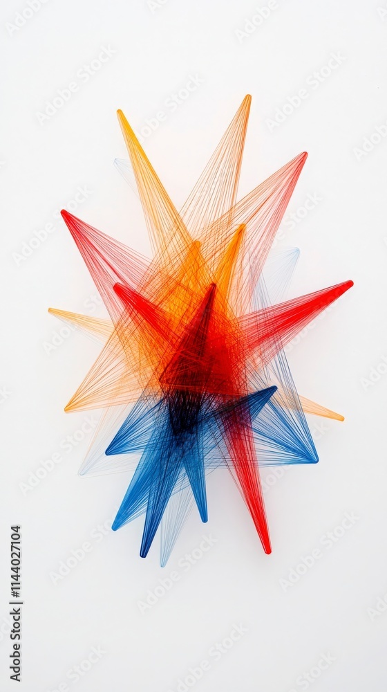 Fototapeta premium Abstract Colorful String Art Starburst