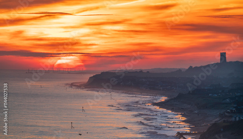 Sunrise over Happisburgh, from Mundesley, 17th December 2024 photo