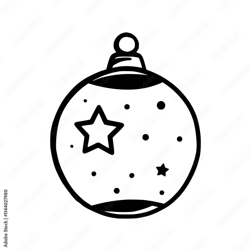 Fototapeta premium Christmas tree toy with ornaments. Xmas ball in a simple shape isolated on a white background. Vector illustration