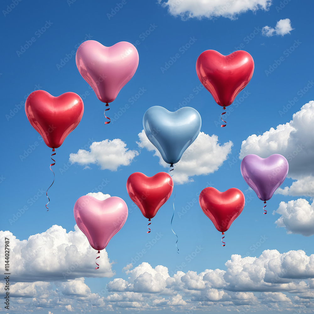 heart balloons against a blue sky heart balloons against a blue sky