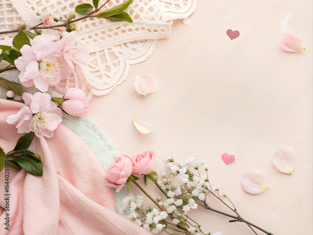 Pink roses with card - romantic background Pink roses with card - romantic background