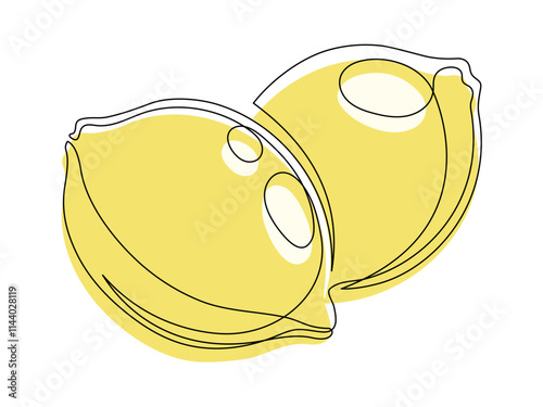Several yellow lemons isolated on white background. Simple silhouette of citrus fruits. Hand drawn outline of lemons. Vector illustration