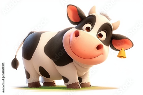 3d cartoon cow with wide eyes photo