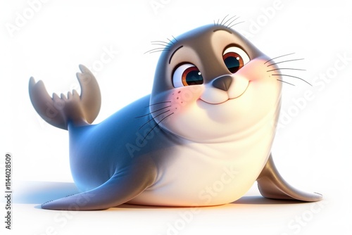 3d cartoon seal with wide eyes