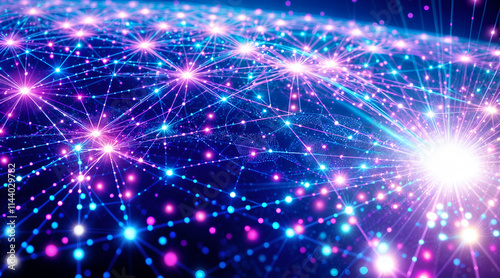 a vibrant, interconnected network of glowing nodes and lines