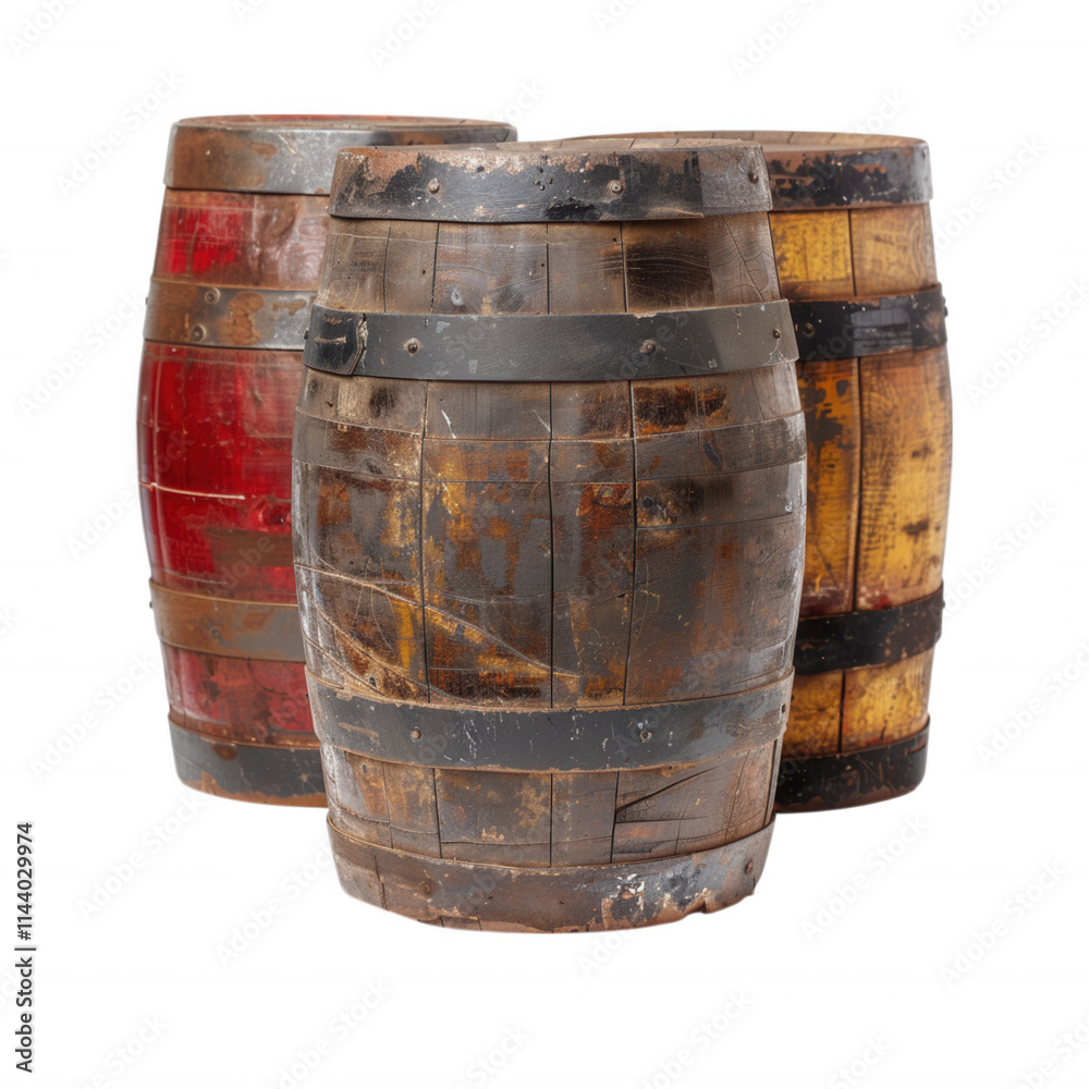 Fototapeta premium Vintage Wooden Barrels - Aged Storage Casks