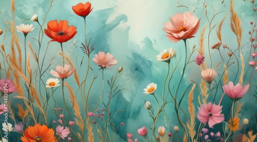 Wallpaper Mural Abstract Watercolor Artwork in Pastel Tones. Torontodigital.ca
