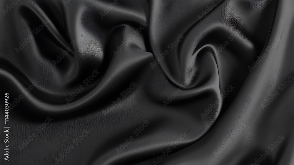 Fototapeta premium Wavy black cloth mockup close-up photo softly draped. AI Generated