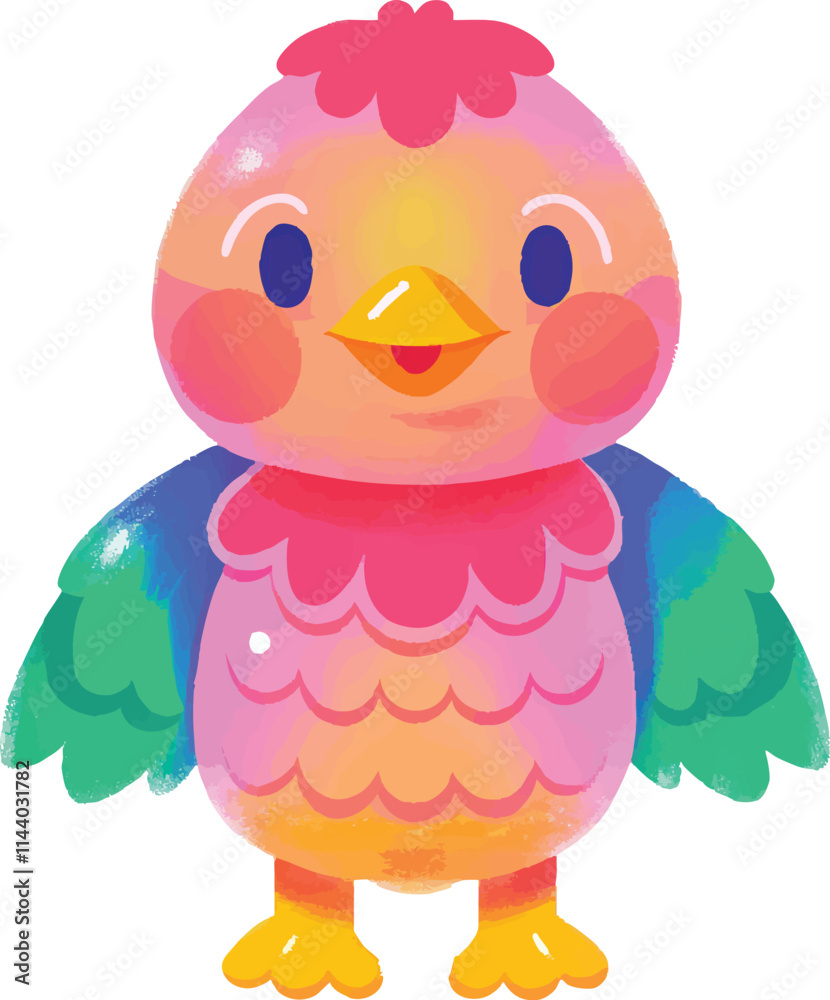 illustration of a cheerful, vibrant-colored chicken, perfect for a children's theme illustration of a cheerful, vibrant-colored chicken, perfect for a children's theme