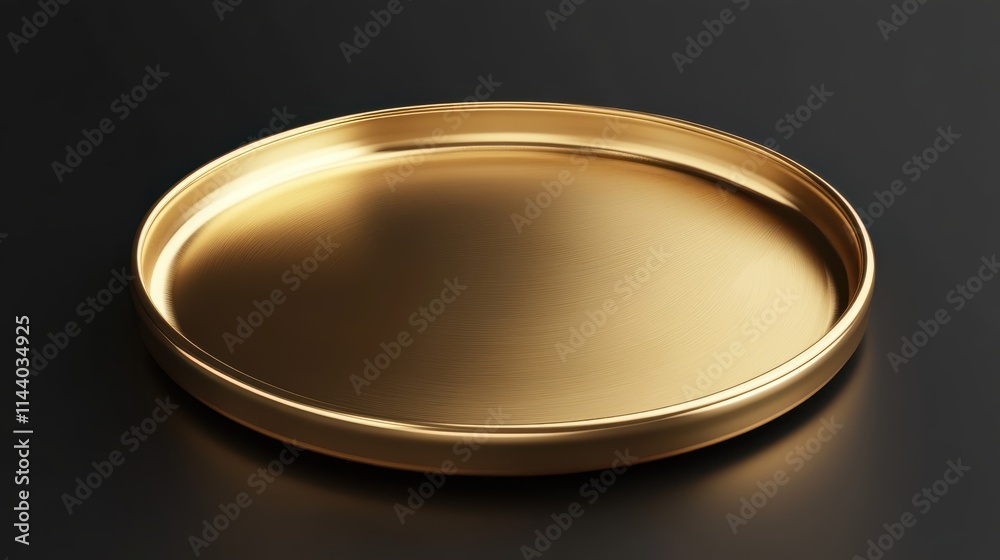 Elegant golden tray on a dark surface, perfect for serving or decoration. This simple yet stylish tray adds a touch of luxury to any setting. Elegant golden tray on a dark surface, perfect for serving or decoration. This simple yet stylish tray adds a touch of luxury to any setting.
