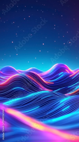 Neon Wave Abstract Background.