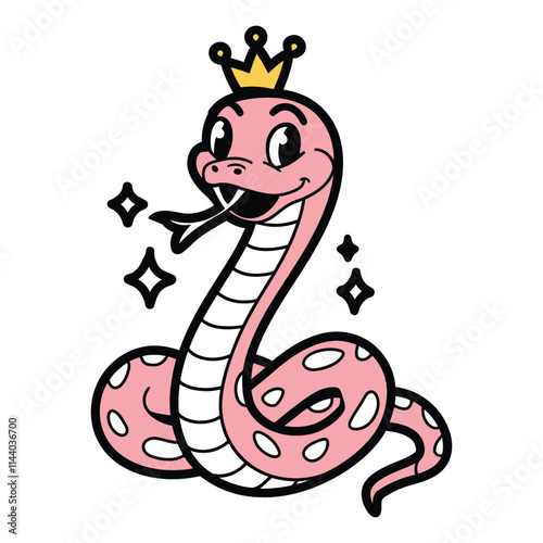 Cute Pink Snake with Crown