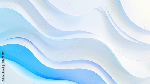 A 3D wavy background with blue and white gradients is used to create a sense of technology and modernity for the conference