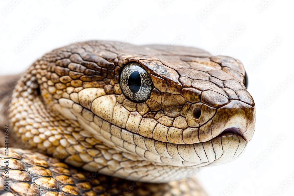 close-up of exotic reptile isolated on white background showcasing its details and textures close-up of exotic reptile isolated on white background showcasing its details and textures